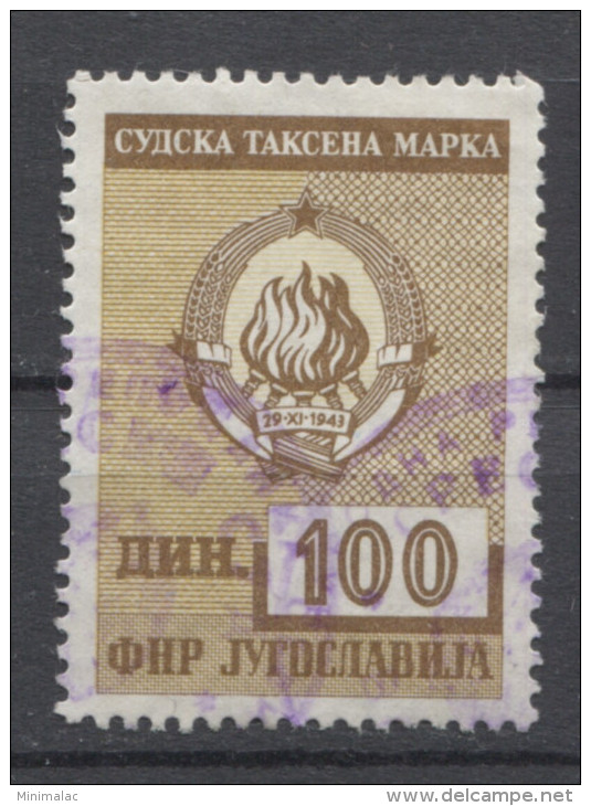 Yugoslavia Judical Stamp,court, Administrative Stamp - Revenue, Tax Stamp, Coat Of Arm 100d - Service