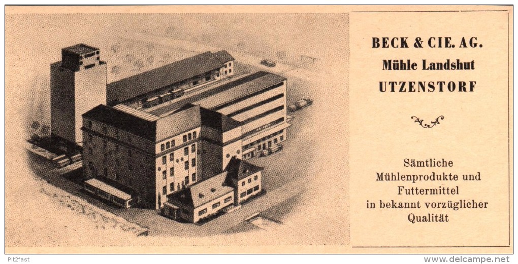 Original Werbung - 1947 - Beck & Cie , Mühle Landshut In Utzensdorf !!! - Publicités