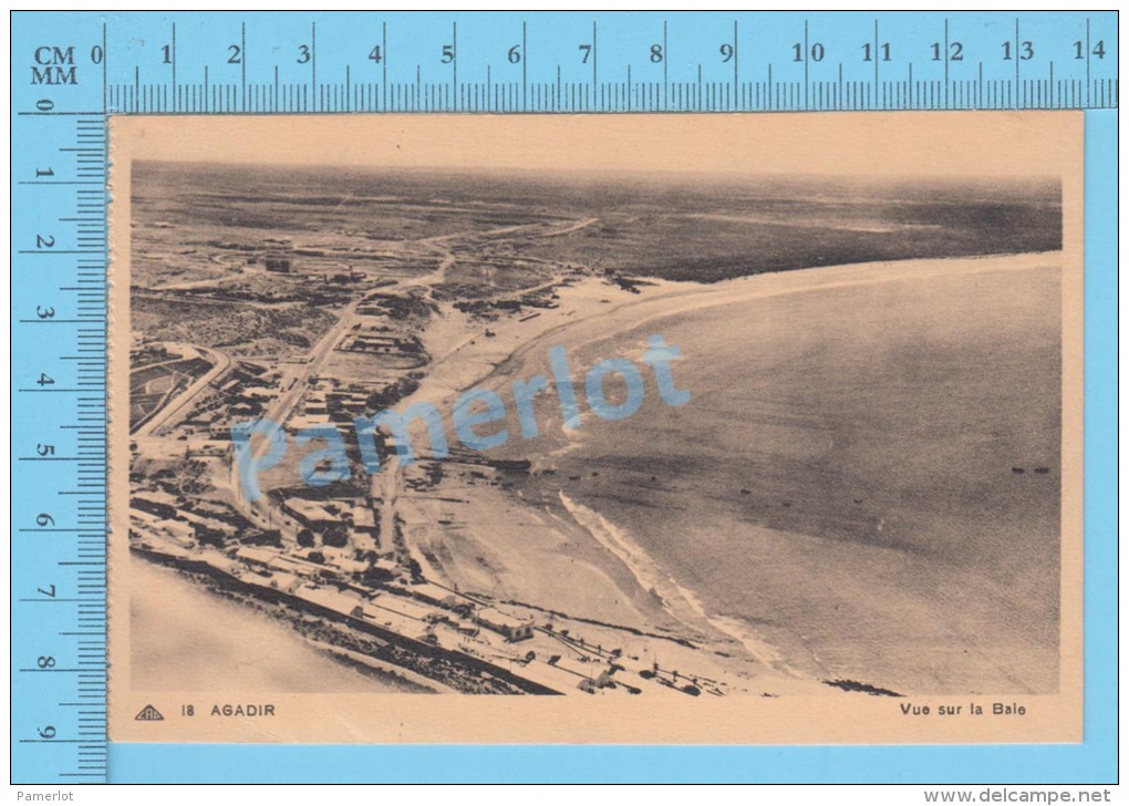 CP Agadir ( Vue Sur LaBaie, 1938, Carte D'un Militaire Pour Permission Speciale  ) 2 Scans - Agadir