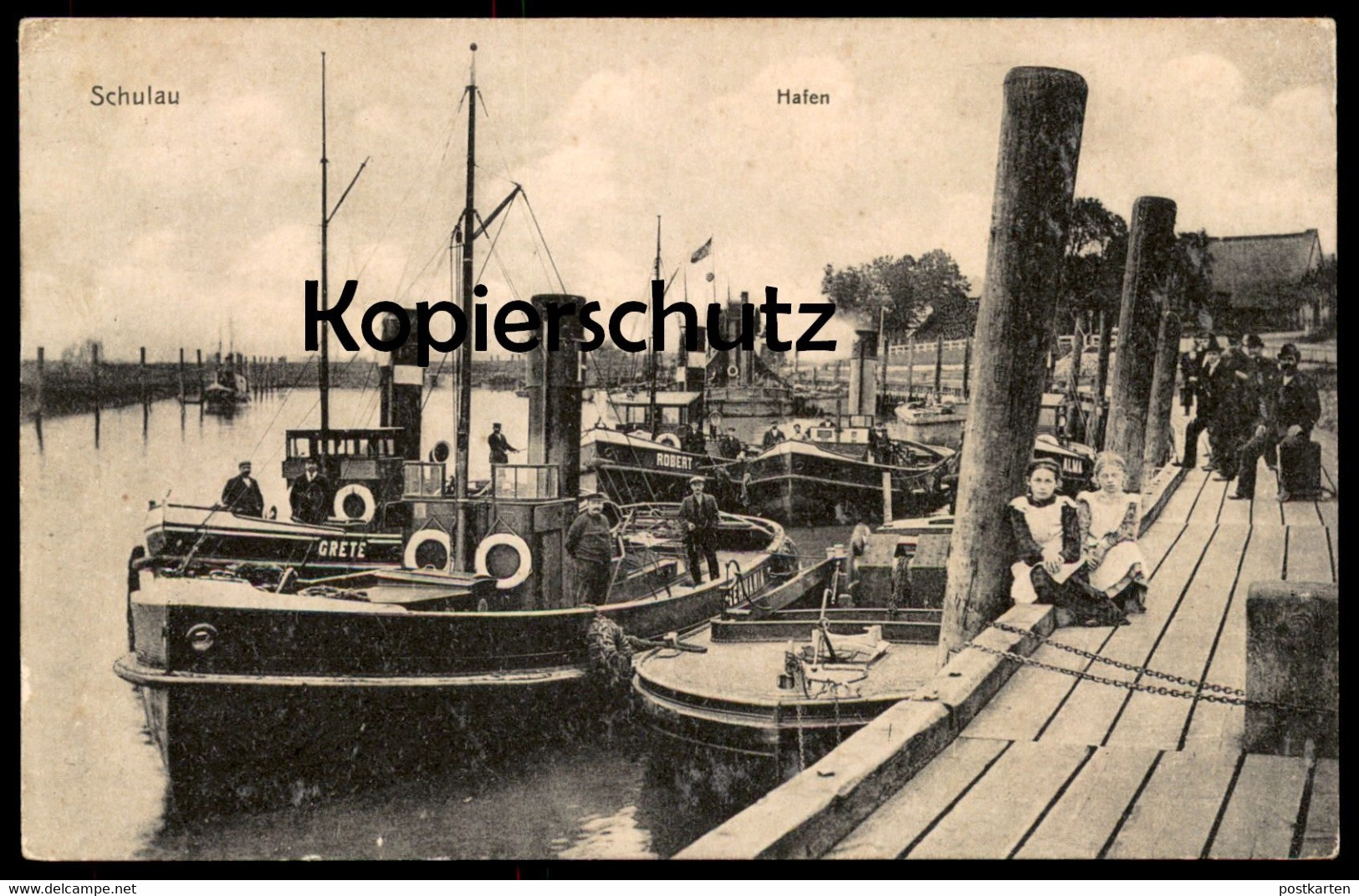 ALTE POSTKARTE SCHULAU HAFEN 1909 DAMPFSCHIFF ALMA GRETE ROBERT Kai Harbour Port Schiff Steamship Ship Bateau Wedel - Wedel