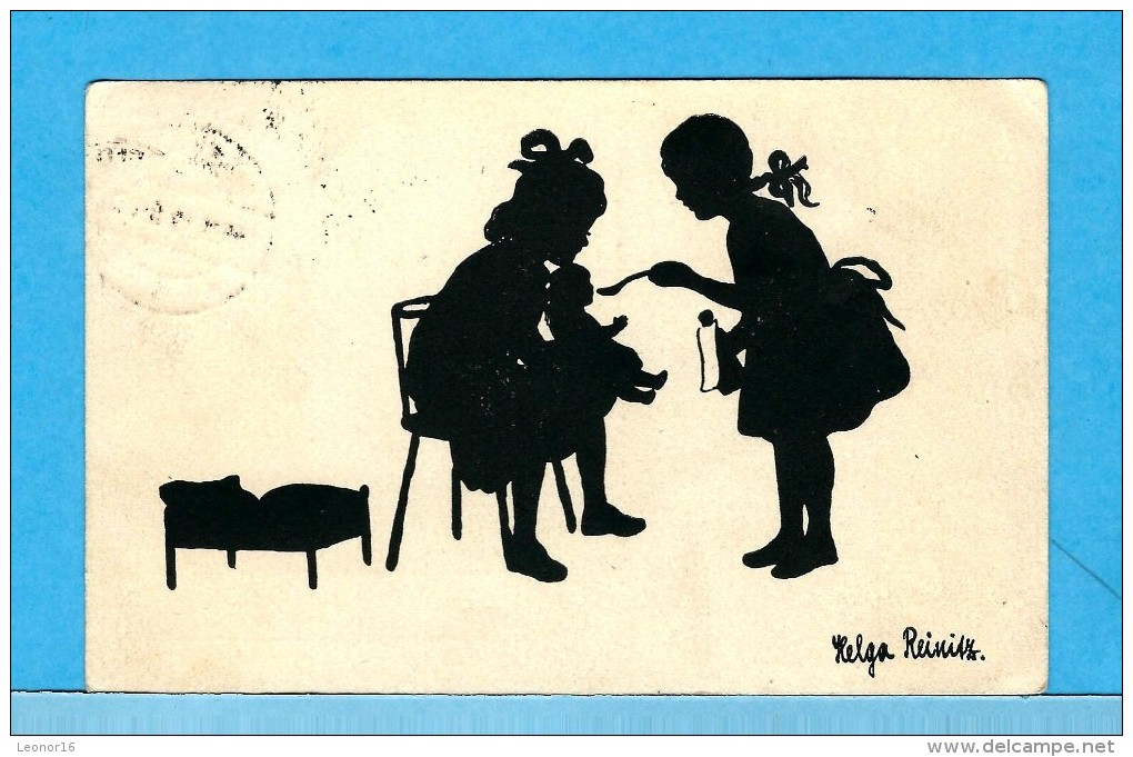 ** PUPPEN SPIELEN ** SCHATTENBILD ( SILHOUETTE) Von Helga REINITZ   -   Verlag : Hermann  A. PETERS Aus Bonn - Silhouettes