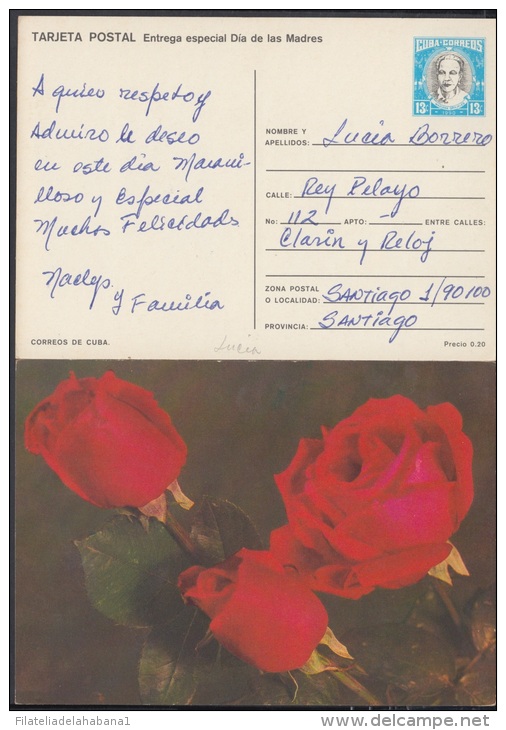 1990-EP-5 CUBA 1990. Ed.147b. MOTHER DAY SPECIAL DELIVERY. ENTERO POSTAL. POSTAL STATIONERY. ROSAS. ROSES. FLOWERS. FLOR - Lettres & Documents