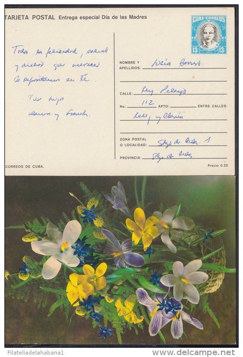 1990-EP-17 CUBA 1990. Ed.147i. MOTHER DAY SPECIAL DELIVERY. ENTERO POSTAL. POSTAL STATIONERY. FLOWERS. FLORES. USED. - Storia Postale