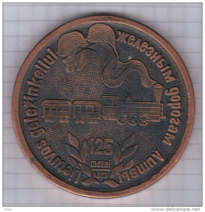 Lithuania USSR 1985 125th Anniv Of  First Train In Lithuania, Railway, Vilnius Railroad Trains Transport Medal - Non Classés