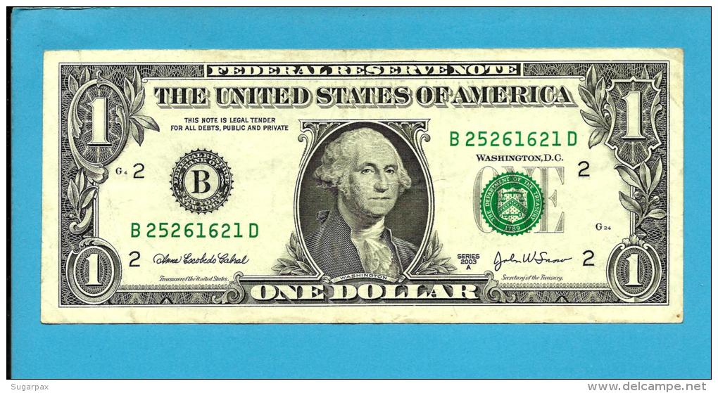 U. S. A. - 1 DOLLAR - 2003 A - Pick 515 B - NEW YORK - 2 Scans - Biljetten Van De  Federal Reserve (1928-...)