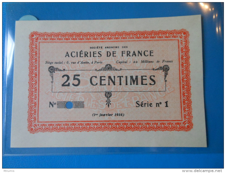 Pas-de-Calais 62 Isbergues , 1ère Guerre Mondiale 25 Centimes 1-1-1916 SANS NUMERO R3 !!! TRES RARE !!! - Bons & Nécessité