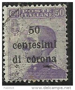 DALMAZIA 1921 - 1922 SOPRASTAMPATO D´ITALIA ITALY OVERPRINTED CENT. 50 SU 50 C USATO USED OBLITERE´ - Dalmatië