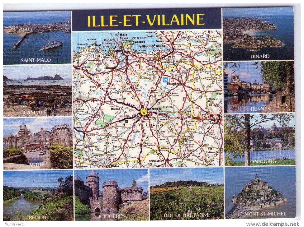 Ile-et-Vilaine.. Département De L´Ile-et-Vilaine.. Carte Géographique.. Rennes.. Vitré.. St-Malo.. Dinard.. Dinan - Other & Unclassified