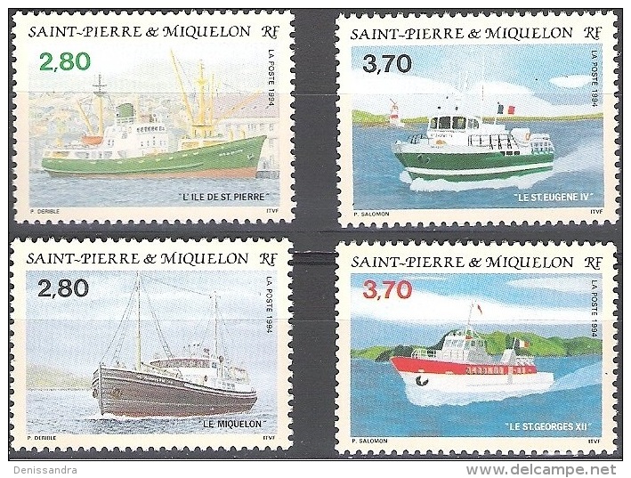 Saint-Pierre & Miquelon 1994 Michel 677 - 680 Neuf ** Cote (2007) 12.50 Euro Vieux Bateaux - Neufs