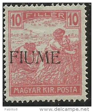 FIUME 1918 - 1919 MIETITORI E VEDUTA REAPERS AND VIEW 10 F MLH FIRMATO SIGNED - Fiume