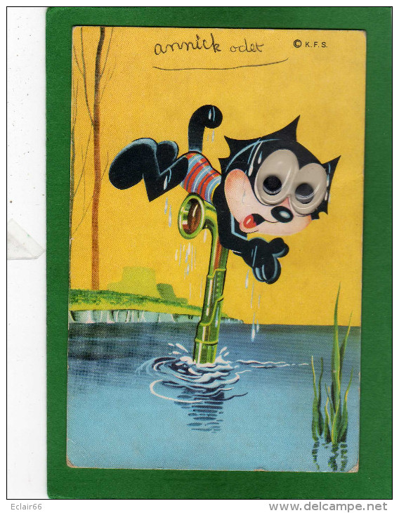 Carte à Système -Bonne Baignade   Chat Avec Les Yeux Qui Bougent - CPM Année 1960 - A Systèmes