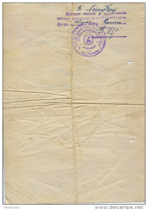 Yugoslavia  Animal Passport, Administrative Stamp - Revenue, Tax Stamp, Coat Of Arm, - Officials