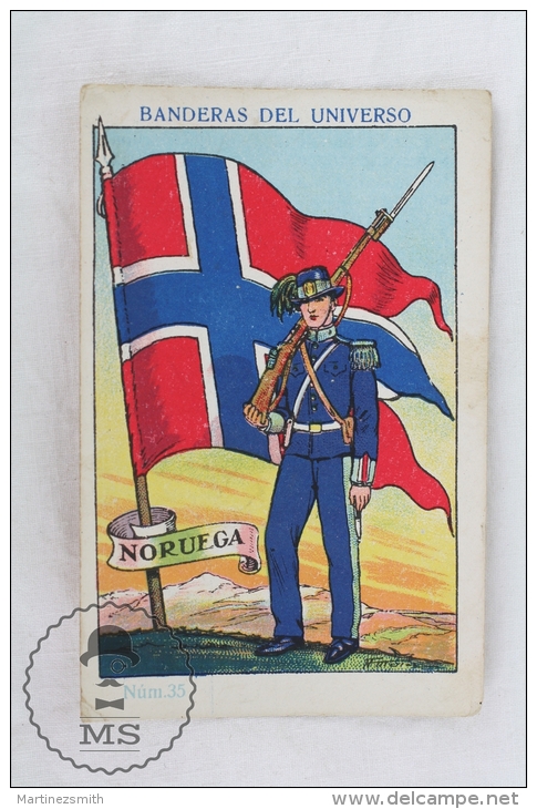 Rare 1900´s Trading Card/ Chromo - WWI Norway Flag & Military Uniform - Otros & Sin Clasificación