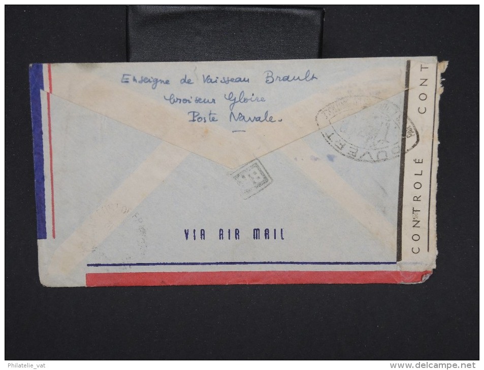 FRANCE-Obl. Du Croiseur Gloire Sur Enveloppe D´algérie Pour La Guadeloupe Avec Censure 1944 à Voir Lot P6801 - Posta Marittima