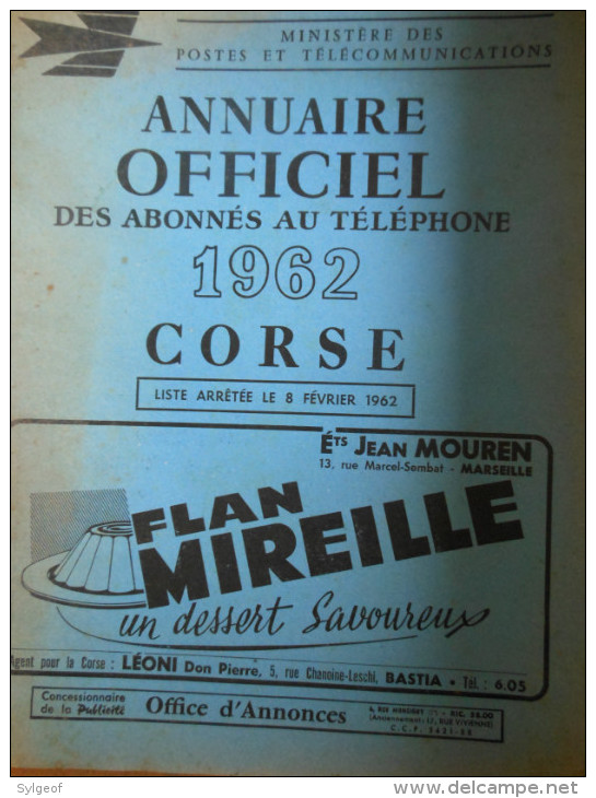 Annuaire Corse 1962 Frais De Port 3€ - 1901-1940