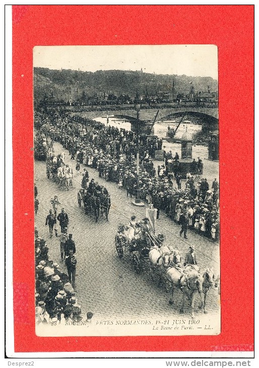 76 ROUEN Fetes Normandes 1909 Cpa Animée La Reine De Paris        23 LL - Rouen