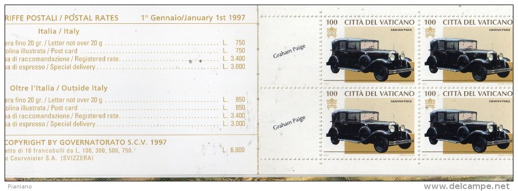 PIA  -  VATICANO - 1997 : Carrozze Ed Auto Pontificie -  Carnet   (SAS   L  ) - Libretti