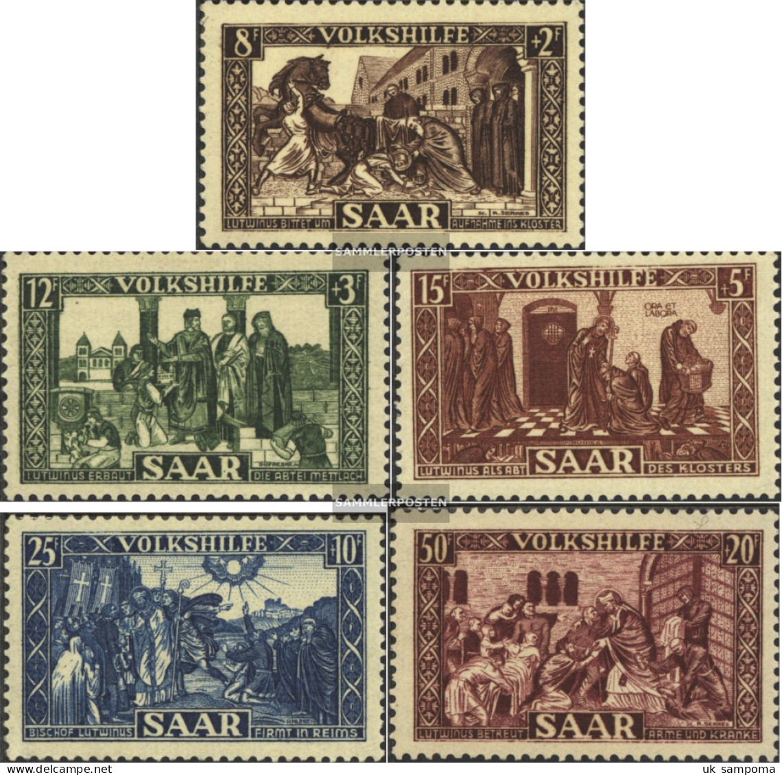 Saar 299-303 (complete Issue) Unmounted Mint / Never Hinged 1950 Volkshilfe - Unused Stamps