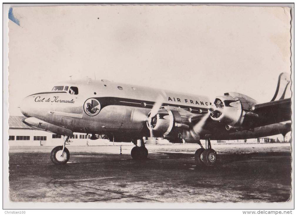 AEROPORT TOULOUSE-BLAGNAC - DC 4 AIR FRANCE - CPSM GRAND FORMAT 1955 -R/V- - Toulouse