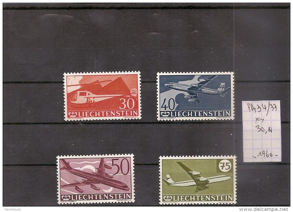 LIECHTENSTEIN  Série De Timbres Neufs ** De 1960 ** ( Ref 171 A  ) Avions / Planes - Poste Aérienne