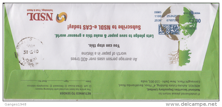 India  2015  Local Rate  Digital Meter  Frank Envelope Used   # 84902  Inde  Indien - Lettres & Documents