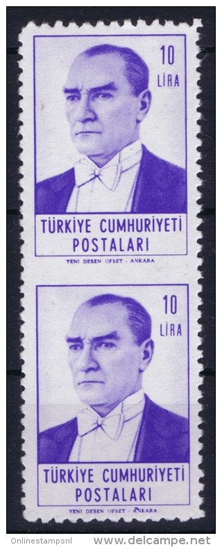 Turkey: 1961 Mi 1819  MNH/** Postfrisch In 2 Block Middle Imperforated - Unused Stamps