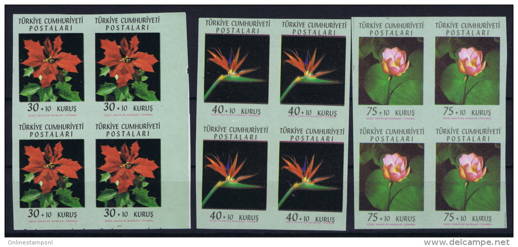 Turkey: 1962 Mi 1834 U - 1836 U MNH/** Postfrisch In 4 Block Middle Imperforated - Nuevos