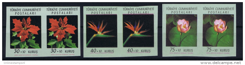 Turkey: 1962 Mi 1834 U - 1836 U MNH/** Postfrisch In 2 Block Middle Imperforated - Unused Stamps