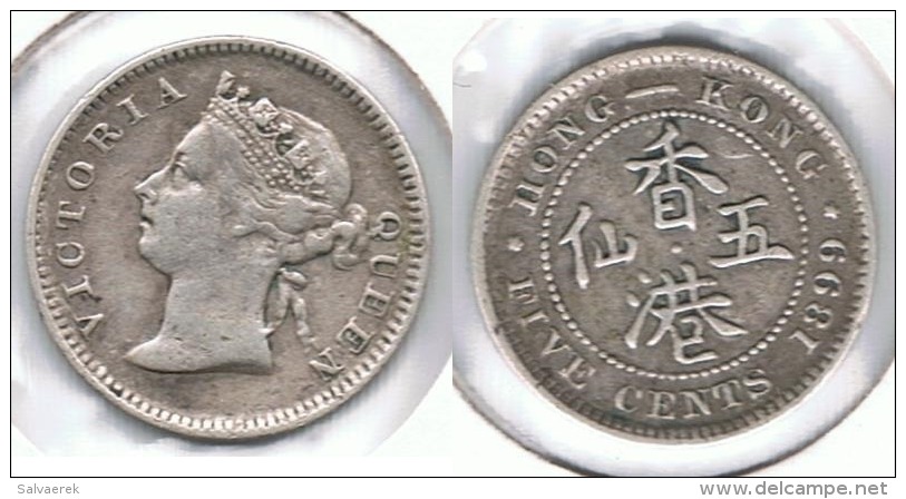 HONG KONG VICTORIA 5 CENTS DOLLAR 1899 PLATA SILVER - Hong Kong