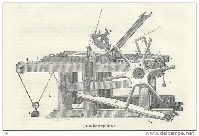 GRAVURE De 1847... Presse Lithographique - Estampes & Gravures