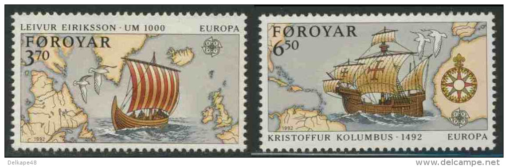 Faroer Faroe Islands 1992 Mi 231 /2 Sc 236 /7 ** 500th Ann. Discovery America By Leif Eriksson + Columbus - Christoffel Columbus