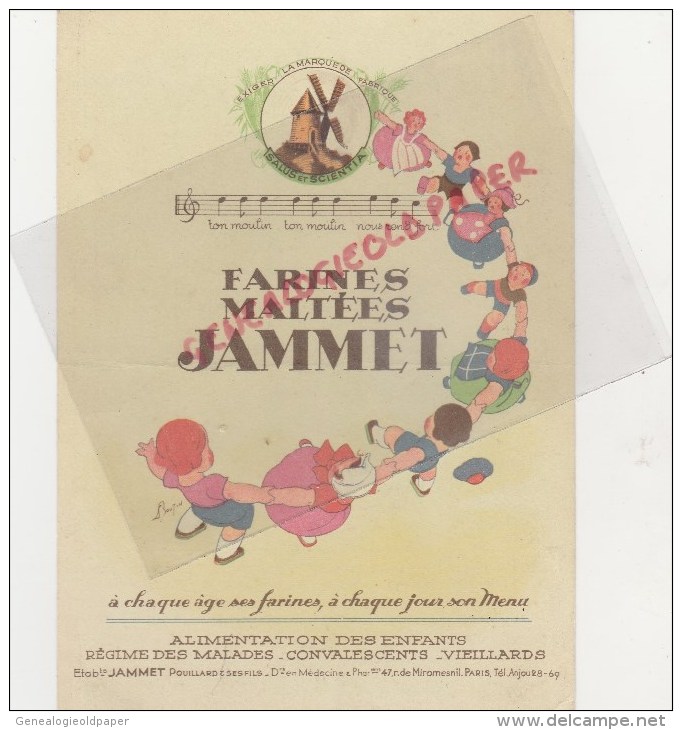 75008- PARIS - FARINES MALTEES JAMMET- POUILLARD ET FILS- 47 RUE MIROMESNIL- PHARMACIEN- BOUTIN ILLUSTRATEUR - Andere & Zonder Classificatie