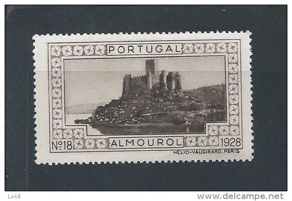 Vignette Of Almourol Castle, The River Tagus. Tourism. Ribatejo. Knights Templar. Military Castle. Medieval Castle. Musl - Local Post Stamps