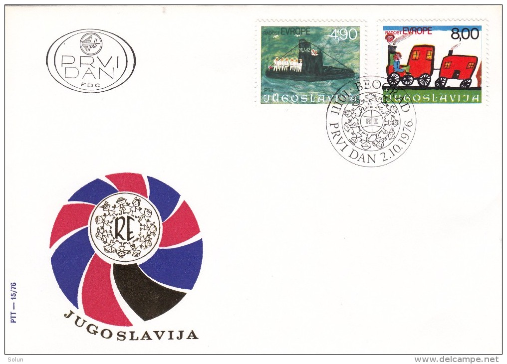 YUGOSLAVIA JUGOSLAVIJA  PREMIER JOUR 1976 BEOGRAD FDC RADOST EVROPE - FDC