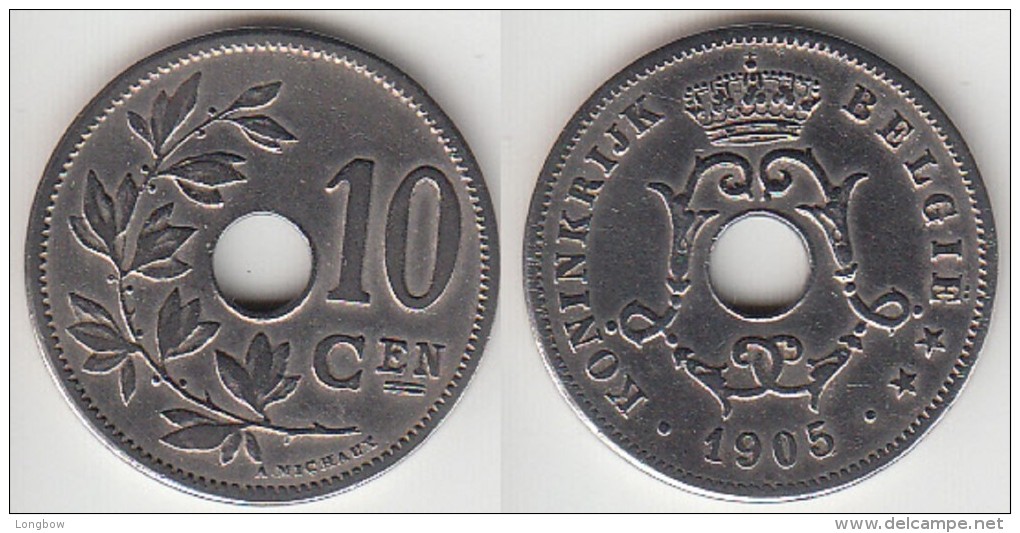 Belgio 10 Centimes 1905 Km#53 - Used - 10 Centimes