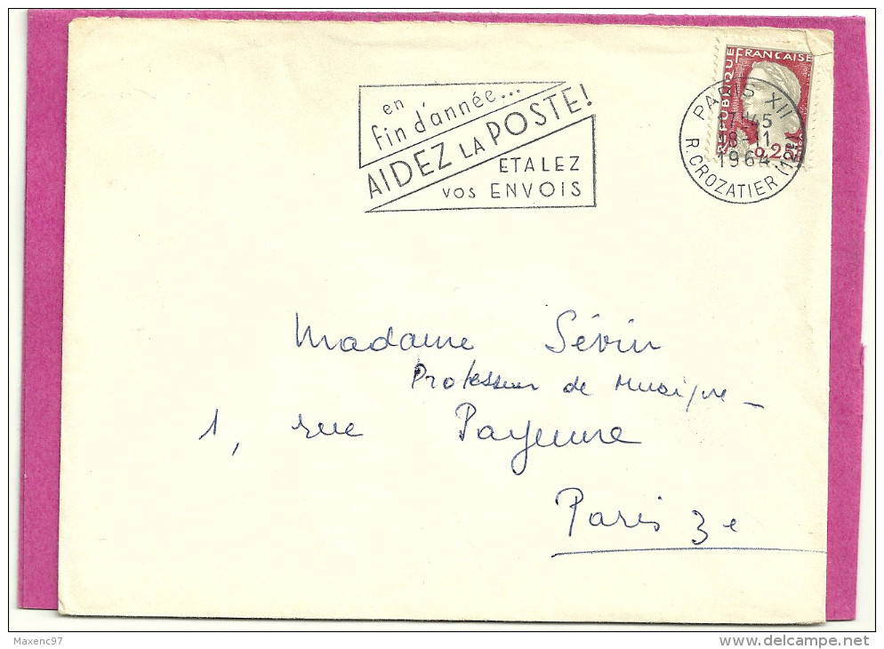 ESSAI MARQUE D´INDEXATION A SEC TYPE EFORME GEOMETRIQUE ENTRE AXE65 Mm En 1964 AU VERSO - Lettres & Documents