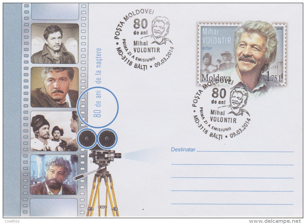 MOLDAVIE, Entier-Postal FDC 80ème Anniversaire De Mihai Volontir, Realisateur De Cinema, 2014 - Cinema