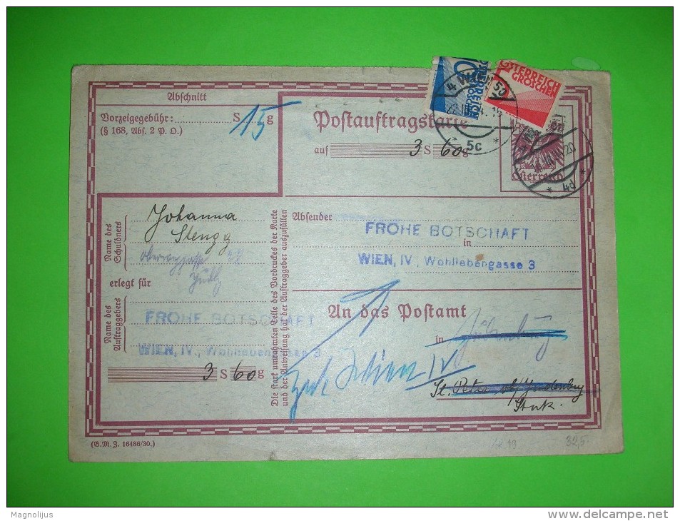 R!,Austria,postal Money Order,Judenburg Stamp,Postanweisung,stationery,history Document,dim.178x127mm,rare - Lettres & Documents