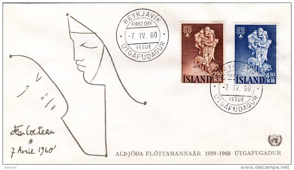 ISLAND 1960 - 2,5 + 4,5 K Auf First Day Cover Stempel Reykjavik - Briefe U. Dokumente