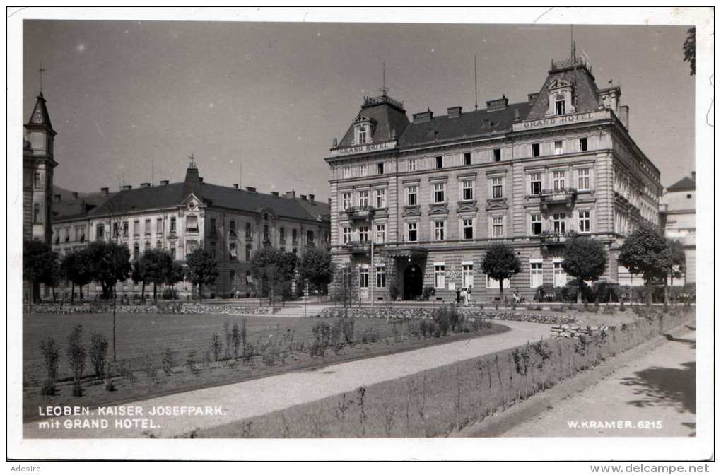 LEOBEN Kaiser Josefpark Mit Grand Hotel, DR Feldpost Stempel Und Zensur, Gel.1941 - Leoben