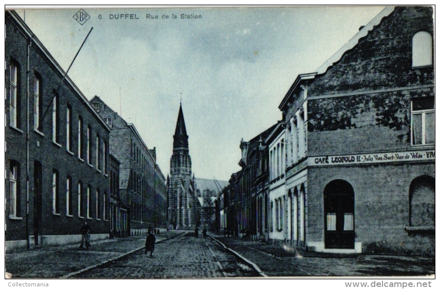 1  CP  Duffel   Stationstraat    Café Leopold II  Jules Van Saet  Van De Velde     1909 - Duffel
