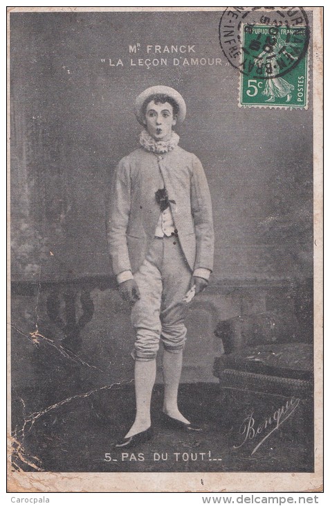 Carte 1905 Mr Franck : "la Leçon D'amour" :artiste ,humour,déguisé ,pierrot - Artisti