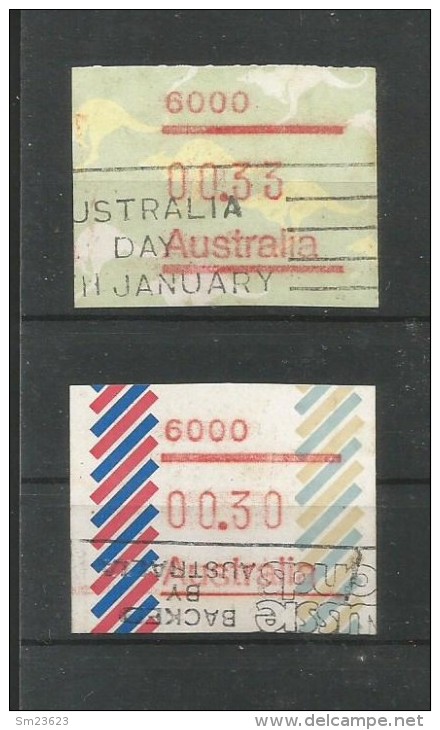 Australien 1984 + 1985 , Automatenstamps - Balken Und Känguruh - Gestempelt / Used / (o) - Machine Labels [ATM]