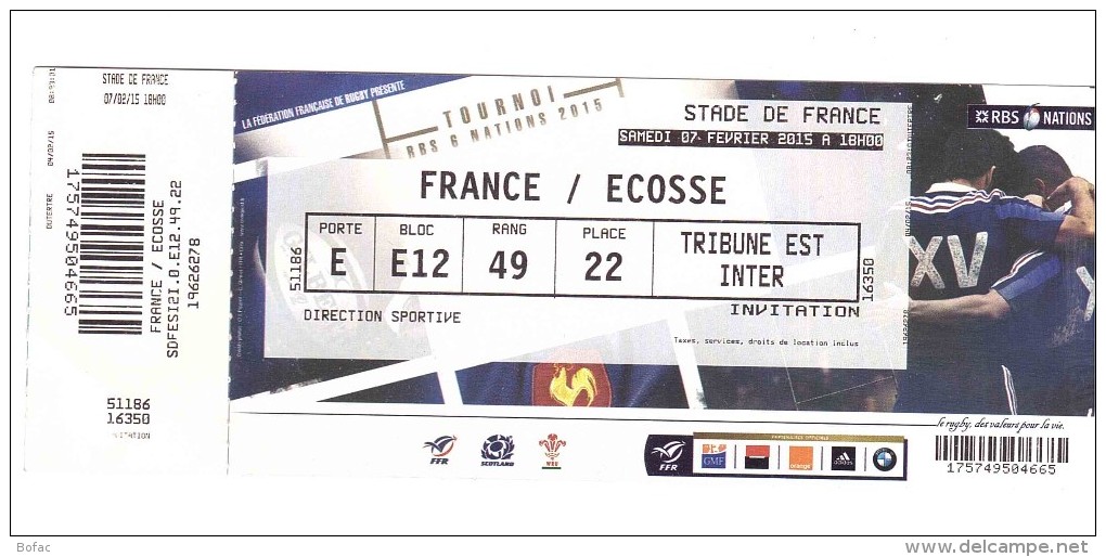 Stade De  France 2015 France Ecosse    435 - Biglietti D'ingresso