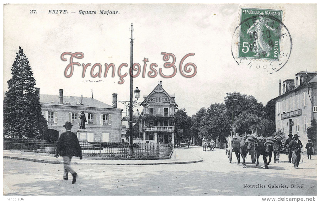 (19) Brive La Gaillarde - Square Majour - Hôtel De Bordeaux - Attelage - 2 SCANS - Brive La Gaillarde