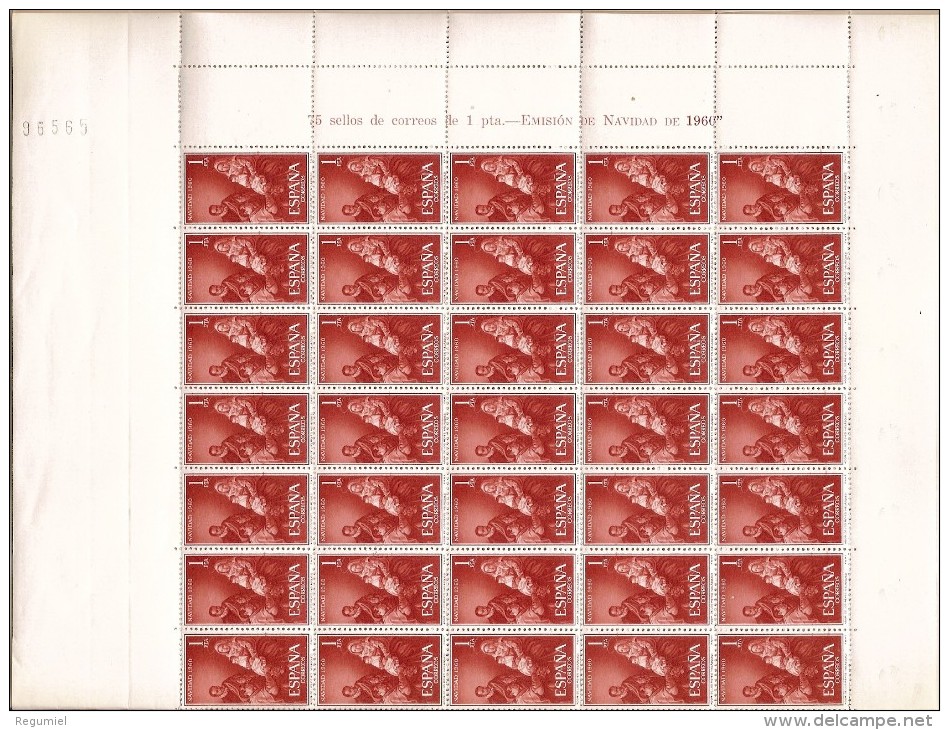 España 1325 ** Navidad. 1960. Pliego De 75 Sellos - Full Sheets
