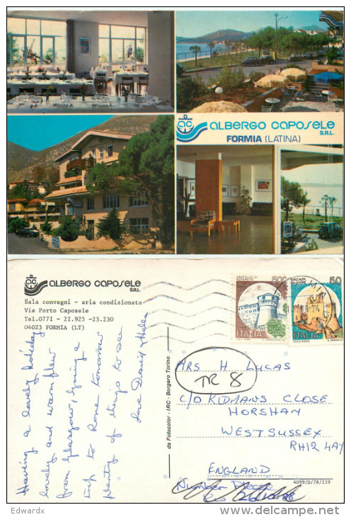 Albergo Caposele Hotel, Formia, LT Latina, Italy Postcard Posted 1988 Stamp - Latina