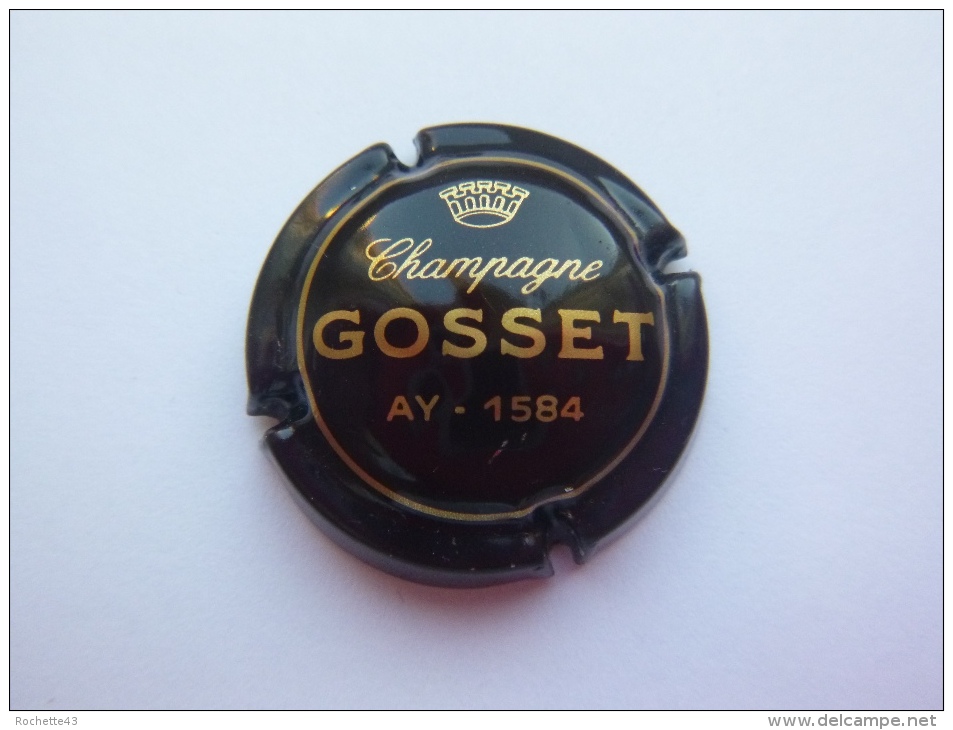 Capsule Plaque Muselet Champagne Gosset Ay 1584 - Noir écriture Dorée - Gosset