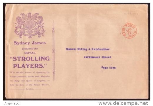 SOUTH AFRICA 1912 "STROLLING PLAYERS" ADVERTISING COVER - Unclassified