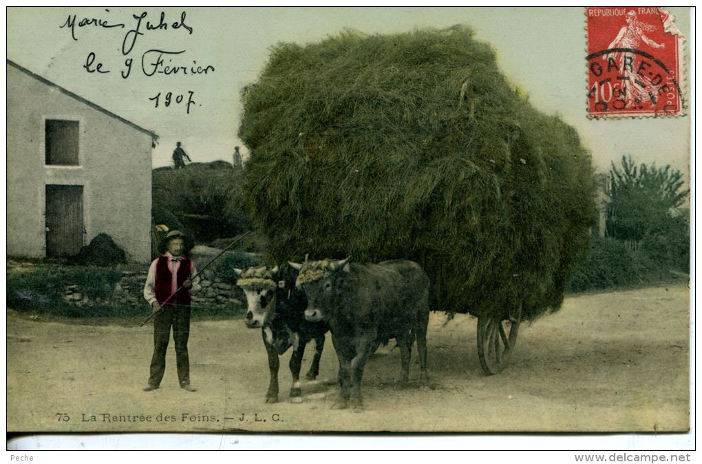 N°43384 -cpa La Rentrée Des Foins -attelage Boeufs- - Cultures